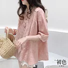 【初色】休閒寬鬆緹花襯衫上衣─共3色─60744(M─2XL可選) L 粉色