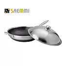 【SAEMMI】316不銹鋼複合金蜂巢不沾炒鍋34CM─附不銹鋼蓋