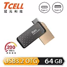 TCELL 冠元─Type─C USB3.2 64GB 雙介面OTG大正浪漫隨身碟 繁星空黑