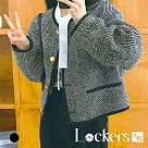 【Lockers 木櫃】春季復古高級小香風短版外套 L112021306 XL 黑色XL