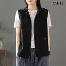 【AMIEE】復古棉麻開襟馬甲背心外套(KDCY─2162) M 黑色