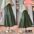 【Jilli~ko】鬆緊高腰薄款褶襇垂感九分闊腿裙褲 J10312 FREE 綠色