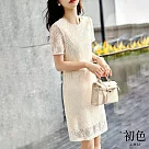 【初色】浪漫蕾絲緹花連身洋裝─杏色─67464(M─2XL可選) M 杏色