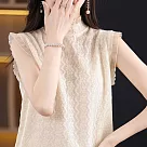 【MsMore】 網紗蕾絲拼接針織背心修身短版上衣# 117721 FREE 杏色