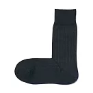 【MUJI 無印良品】男棉混商務直角襪25─27cm 深灰直紋