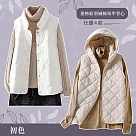 【初色】純色百搭無袖菱格紋羽絨馬甲背心外套─4款任選─30937(M─2XL可選) M 米白色