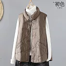 【初色】秋裝輕薄保暖羽絨無袖背心外套─共5色─31532(M─XL可選) M 咖啡色