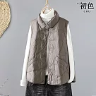 【初色】秋裝輕薄保暖羽絨無袖背心外套─共5色─31532(M─XL可選) M 灰色