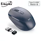 E─books M74 四鍵式Type C+USB雙介面靜音無線滑鼠 藍