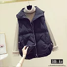 【Jilli~ko】幾何格翻領口袋開扣夾棉背心女中大尺碼 J11209 FREE 黑色
