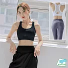 【BODYAIR嚴選】背紗高包覆後扣運動內衣(健身.瑜珈.慢跑.運動BRA) S 黑