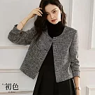 【初色】圓領單排扣復古短款小香風長袖外套─深灰色─31594(M─2XL可選) XL 深灰色