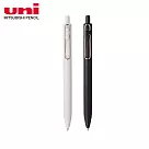 (2款1包)UNI UNI BALL ONE 鋼珠筆 玫瑰金筆夾 白桿黑+槍黑桿 0.38