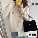 【Jilli~ko】蘑菇刺繡圓領單排開扣針織衫外套 J11513 FREE 杏色