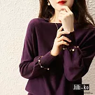 【Jilli~ko】手工釘珠袖口設計感女圓領針織衫 J11585 FREE 紫色