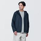 【MUJI 無印良品】男撥水加工可攜式連帽外套 M 暗藍