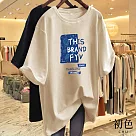 【初色】寬版圓領短袖字母印花T恤上衣─共6色─33130(M─2XL可選) M 卡其色