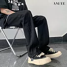 【AMIEE】復古潮流水洗直筒牛仔褲(男裝/KDPY─6133) M 黑色