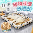 【EZlife】寵物藤席冰涼墊(50x40cm) 卡其貓