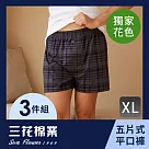 【SunFlower三花】三花5片式平口褲.男內褲.四角褲(任選獨家花色3件組)_ XL 款式A