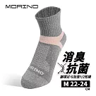【MORINO摩力諾】99.9%抑菌除臭襪 腳踝足弓保護運動襪 短襪─灰粉M