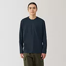 【MUJI 無印良品】男天竺圓領長袖T恤 M 暗藍