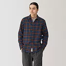 【MUJI 無印良品】男雙面起毛法蘭絨長袖襯衫 M 煙燻橘格紋