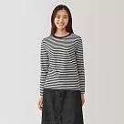 【MUJI 無印良品】女天竺圓領長袖T恤 S 黑橫紋