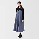【MUJI 無印良品】女速乾平織布細肩帶洋裝 M 煙燻藍