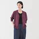 【MUJI 無印良品】女薄針織V領開襟衫 S 暗紅