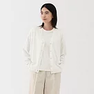 【MUJI 無印良品】女薄針織V領開襟衫 S 白色