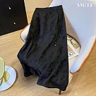 【AMIEE】中國風提花半身裙文藝復古休閒高腰顯瘦長裙(KDSY─6211) M 黑色