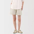 【MUJI 無印良品】女大麻混棉舒適短褲 L 象牙白直紋