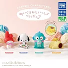 【日本正版授權】全套4款 三麗鷗角色與玩偶一起公仔 扭蛋/轉蛋 美樂蒂/帕恰狗/人魚漢頓/布丁狗 083181