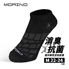 【MORINO 摩力諾】99.9%抑菌除臭襪 幾何網格透氣足弓襪 船襪─ M─黑色