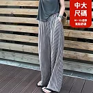 【慢。生活】鬆緊腰直條紋直筒闊腿拖地褲 J12166 FREE 黑色