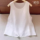 【初色】復古簡約顯瘦純色圓領無袖吊帶打底背心女背心─白色─11735(M─2XL可選) XL 白色