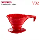 Tiamo V02 長柄 陶瓷咖啡濾杯組【紅色】附濾紙.量匙 2─4杯份 (HG5534 R)
