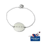 【Anna Lou OF LONDON】倫敦品牌 Inspirational Disc 優雅字墜 BELIEVE 手鍊~亮銀