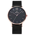 OBAKU 暗黑騎士鋼質腕錶─玫瑰金色X黑色─V197GXVBMB