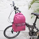 BAGCOM 麻感收納後背包─麻紫條紋─搭配斜肩帶+胸扣帶(A4 ok)