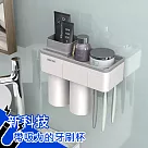 【巴芙洛】新科技吸力刷牙漱口杯架─2口杯(免釘/免鑽/多功能牙刷架組2口)