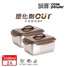 【CookPower 鍋寶】316不鏽鋼提把保鮮盒3500ML2入組 EO─BVS3511Z2
