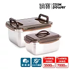 【CookPower 鍋寶】316不鏽鋼提把保鮮盒3.5L+7L2入組 EO─BVS70113511