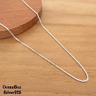 50─60cm。百搭細方格義大利925純銀鍊子.項鍊《925純銀.外鍍專櫃級正白k》20吋50cm