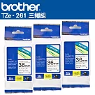 Brother TZe─261 護貝標籤帶 ( 36mm 白底黑字 )─3入組