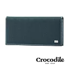 【Crocodile】Snapper布配皮系列長夾 0103─10001 藍色
