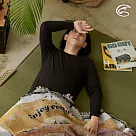 ADISI 男美麗諾混紡羊毛圓領彈性保暖衣AU2521001 (S─2XL) (抗靜電 抗菌 抑菌 消臭 透氣 發熱衣 衛生衣) S 濃墨黑
