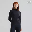ADISI 女美麗諾混紡羊毛高領彈性保暖衣AU2521004 (S─XL) (抗靜電 抗菌 抑菌 消臭 透氣 發熱衣 衛生衣) S 濃墨黑