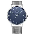 OBAKU 城市探索紳士時尚腕錶─銀X藍